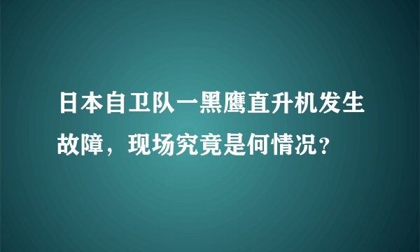 日本自卫队一黑鹰直升机发生故障，现场究竟是何情况？