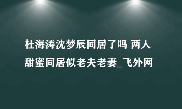 杜海涛沈梦辰同居了吗 两人甜蜜同居似老夫老妻_飞外网