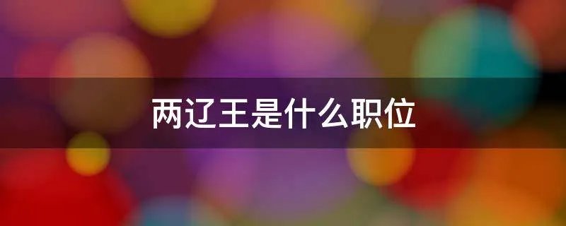 两辽王是什么职位