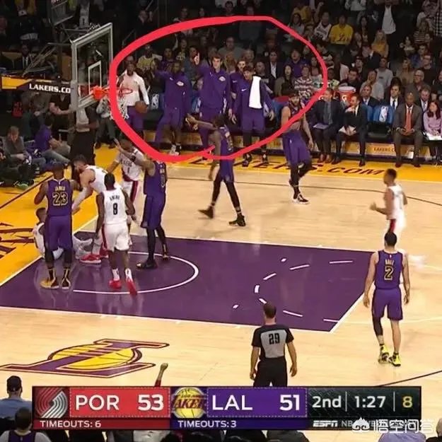 湖人战胜开拓者比赛中,是否有人注意到詹姆斯封盖利拉德后祖巴茨做的动作?如何评价?