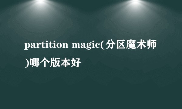 partition magic(分区魔术师)哪个版本好