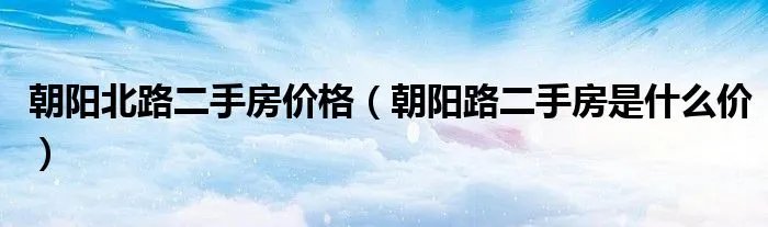 朝阳北路二手房价格(朝阳路二手房是什么价)