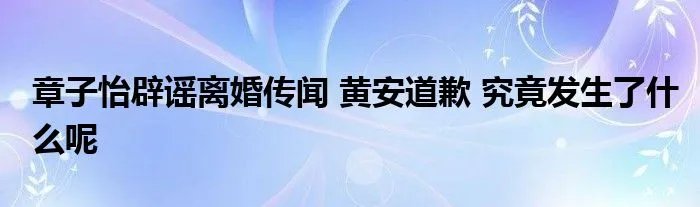 章子怡辟谣离婚传闻 黄安道歉 究竟发生了什么呢