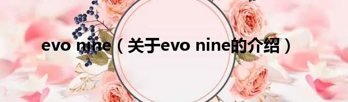 evo nine（关于evo nine的介绍）