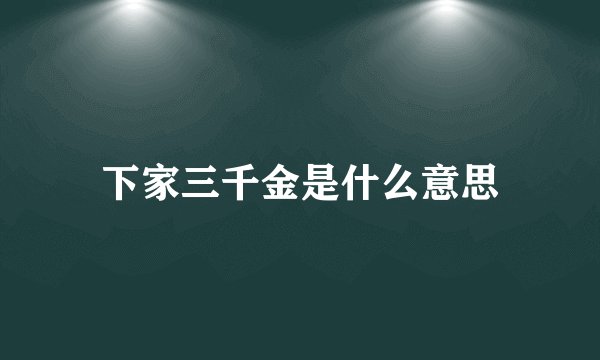 下家三千金是什么意思