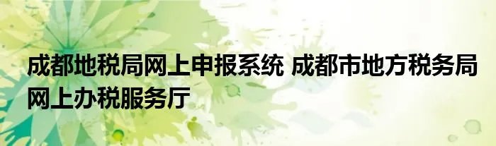 成都地税局网上申报系统 成都市地方税务局网上办税服务厅