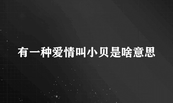 有一种爱情叫小贝是啥意思