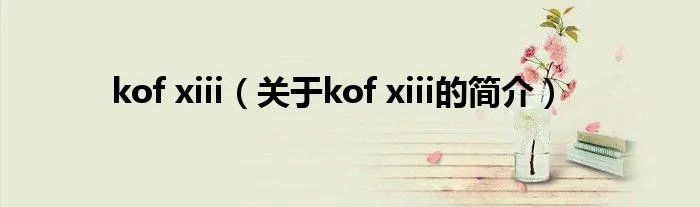 kof xiii（关于kof xiii的简介）