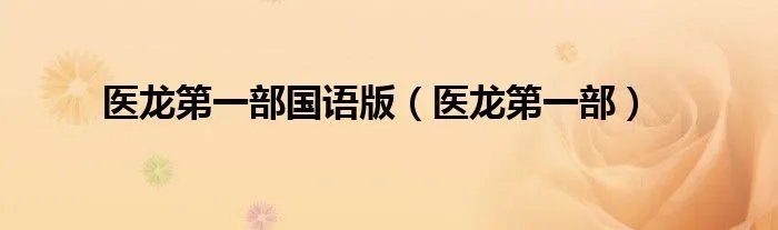 医龙第一部国语版（医龙第一部）