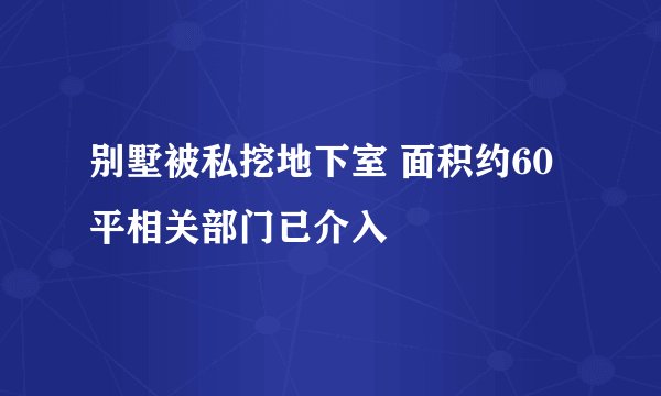 别墅被私挖地下室 面积约60平相关部门已介入