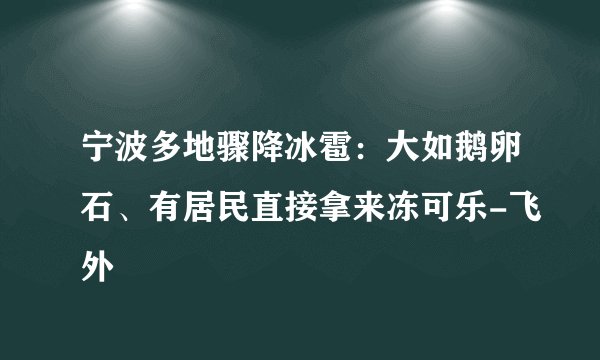 宁波多地骤降冰雹：大如鹅卵石、有居民直接拿来冻可乐-飞外