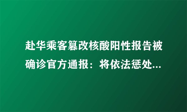 赴华乘客篡改核酸阳性报告被确诊官方通报:将依法惩处!-飞外