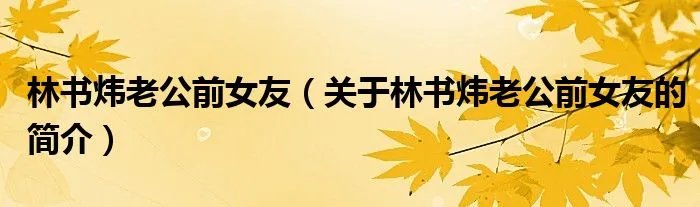 林书炜老公前女友（关于林书炜老公前女友的简介）