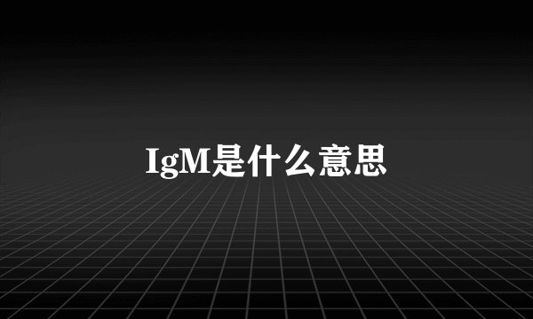 IgM是什么意思
