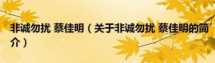 非诚勿扰 蔡佳明(关于非诚勿扰 蔡佳明的简介)