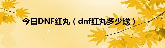 今日DNF红丸（dnf红丸多少钱）