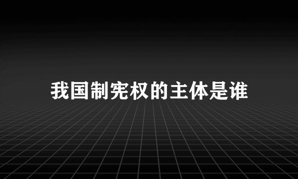 我国制宪权的主体是谁