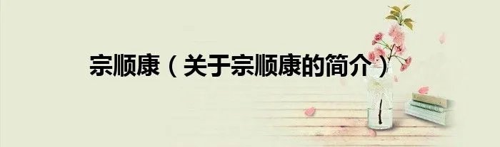 宗顺康（关于宗顺康的简介）