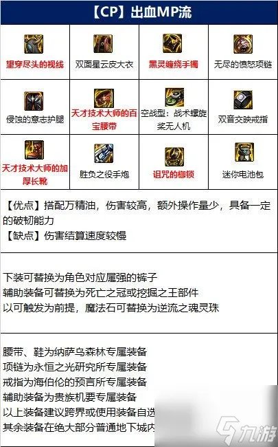 地下城与勇士110级版本大枪装备搭配有什么   常规低血流