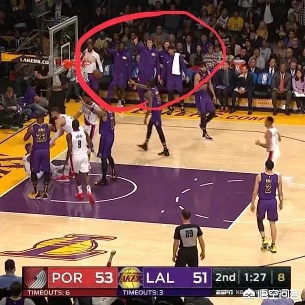 湖人战胜开拓者比赛中,是否有人注意到詹姆斯封盖利拉德后祖巴茨做的动作?如何评价?