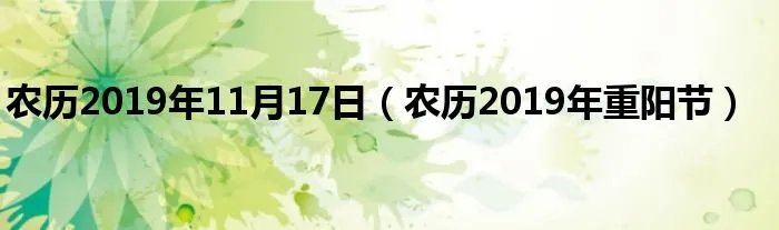 农历2019年11月17日（农历2019年重阳节）