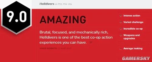 《地狱潜者(HELLDIVERS)》IGN 9.0分 在地狱享受天堂的快感