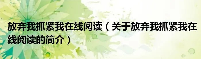 放弃我抓紧我在线阅读（关于放弃我抓紧我在线阅读的简介）