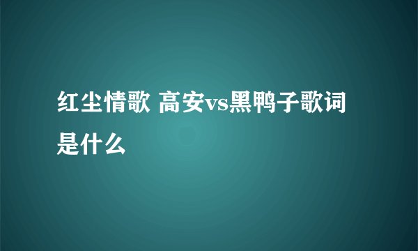 红尘情歌 高安vs黑鸭子歌词是什么