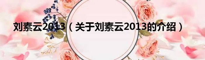 刘素云2013(关于刘素云2013的介绍)