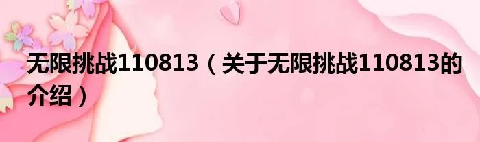 无限挑战110813（关于无限挑战110813的介绍）
