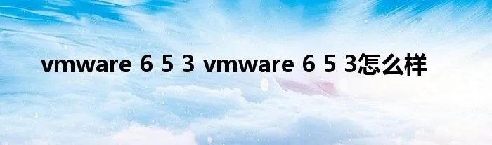 vmware 6 5 3 vmware 6 5 3怎么样