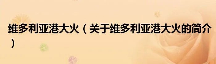 维多利亚港大火（关于维多利亚港大火的简介）