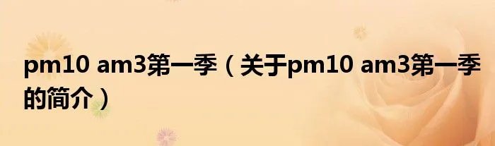 pm10 am3第一季(关于pm10 am3第一季的简介)