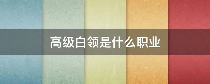 高级白领是什么职业