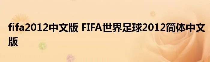 fifa2012中文版 FIFA世界足球2012简体中文版