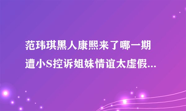 范玮琪黑人康熙来了哪一期 遭小S控诉姐妹情谊太虚假_飞外网