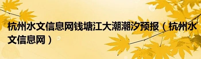 杭州水文信息网钱塘江大潮潮汐预报（杭州水文信息网）