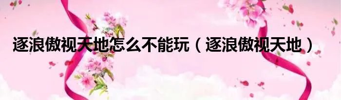 逐浪傲视天地怎么不能玩（逐浪傲视天地）