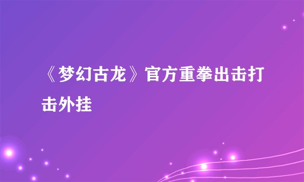 《梦幻古龙》官方重拳出击打击外挂