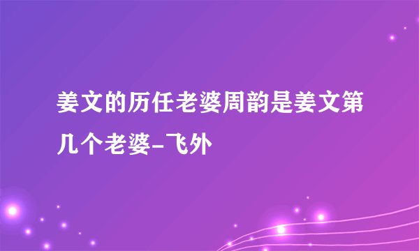 姜文的历任老婆周韵是姜文第几个老婆-飞外