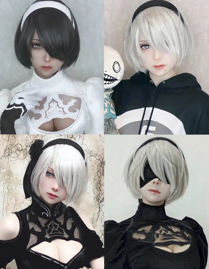 日本美女Cos《尼尔》2B小姐姐 黑丝旗袍性感还原