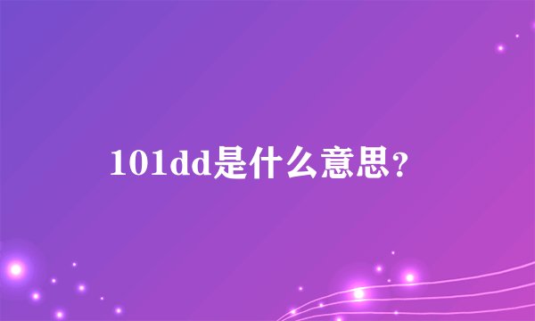 101dd是什么意思？