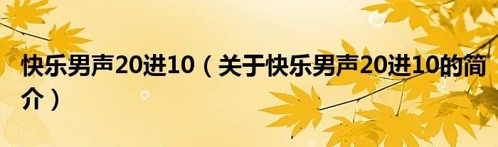 快乐男声20进10（关于快乐男声20进10的简介）