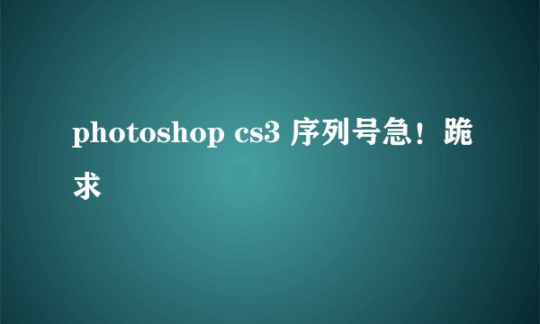 photoshop cs3 序列号急！跪求
