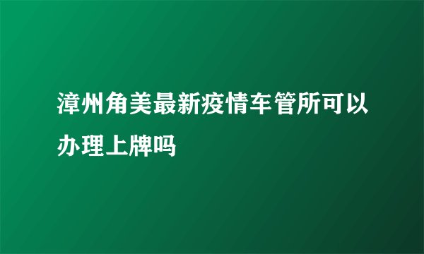 漳州角美最新疫情车管所可以办理上牌吗