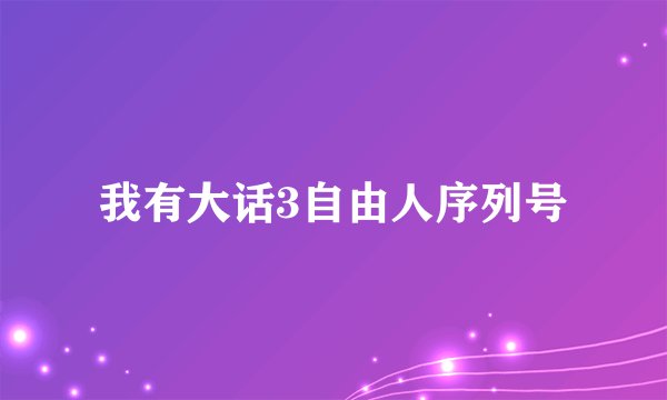 我有大话3自由人序列号