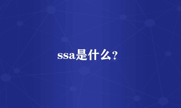ssa是什么？