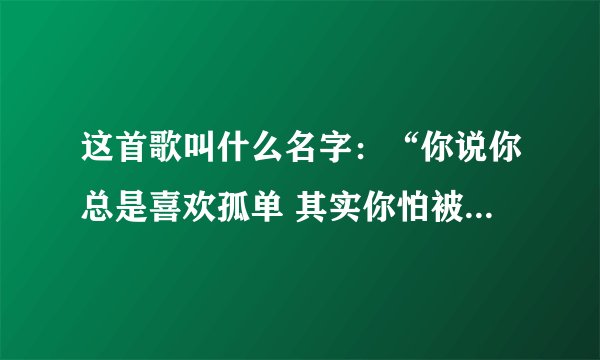 这首歌叫什么名字:“你说你总是喜欢孤单 其实你怕被我看穿 不管向前的夜多么难看 简简单单地说爱是不爱 ”
