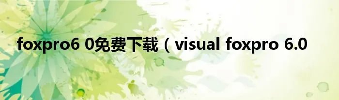 foxpro6 0免费下载（visual foxpro 6.0
