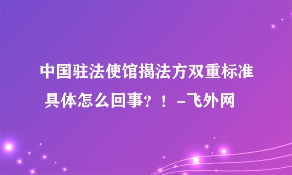 中国驻法使馆揭法方双重标准 具体怎么回事？！-飞外网